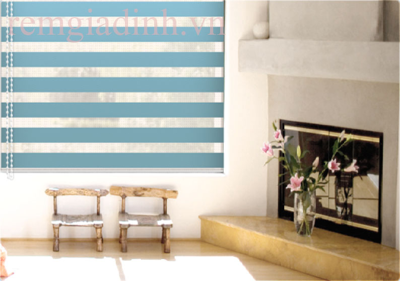Rèm văn phòng màu xanh