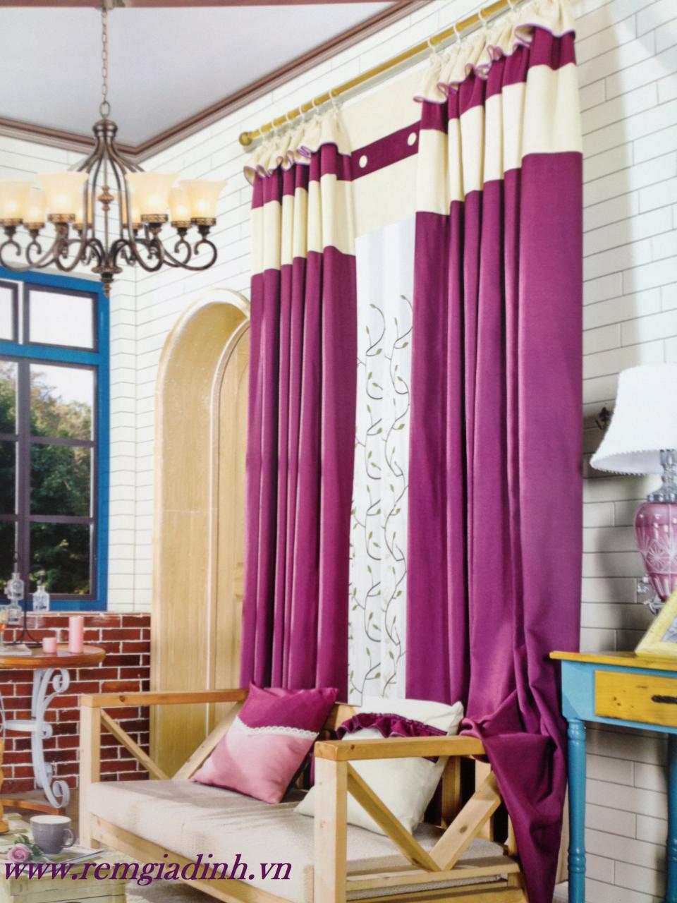 Rèm vải một màu cho phòng khách