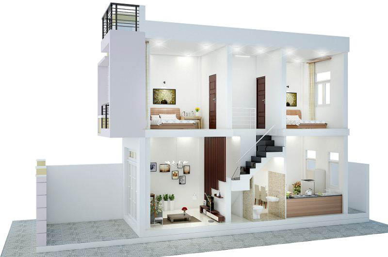 Cách thiết kế nhà phố 1 trệt 1 lầu đẹp - An Bảo Khang